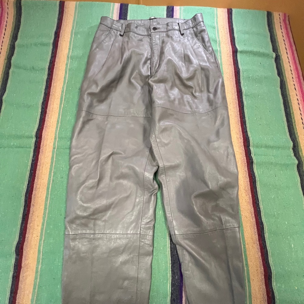 Bagazio Leather Pants Mens 34 Grey Straight Leg Real Leather Trousers India
